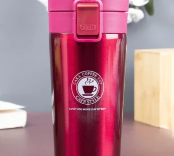 Mug, with Sipper Lid, Tea & Coffee Mug, Red, Stainless Steel, 330 mL