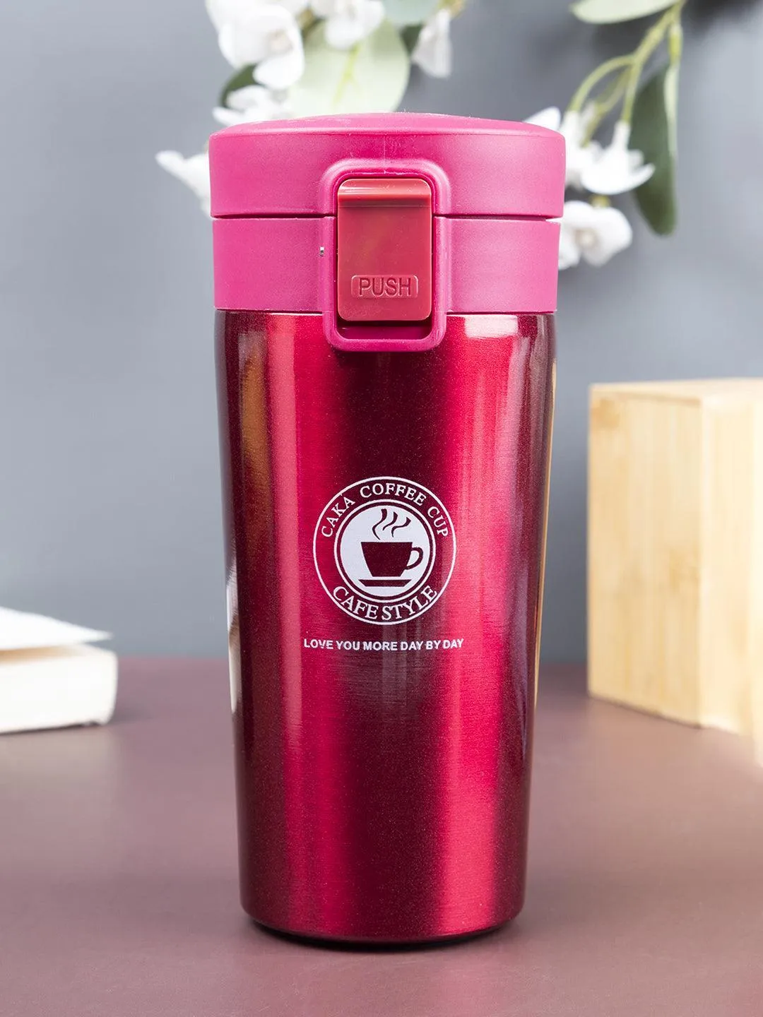 Premium Mug, with Sipper Lid, Tea & Coffee Mug, Red, Stainless Steel, 330 mL - Buy Online at Alikart