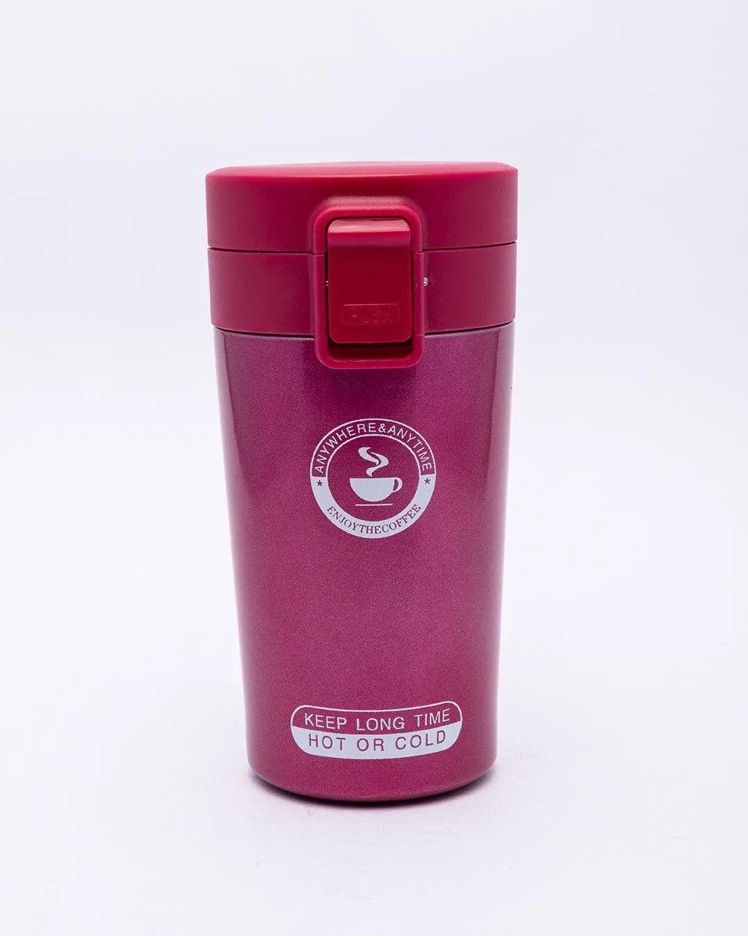 Mug, with Sipper Lid, Tea & Coffee Mug, Red, Stainless Steel, 330 mL - Detailed Feature View 1