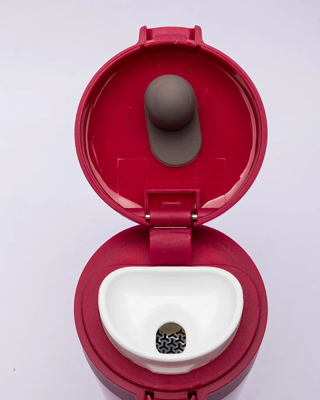 Mug, with Sipper Lid, Tea & Coffee Mug, Red, Stainless Steel, 330 mL - Detailed Feature View 3