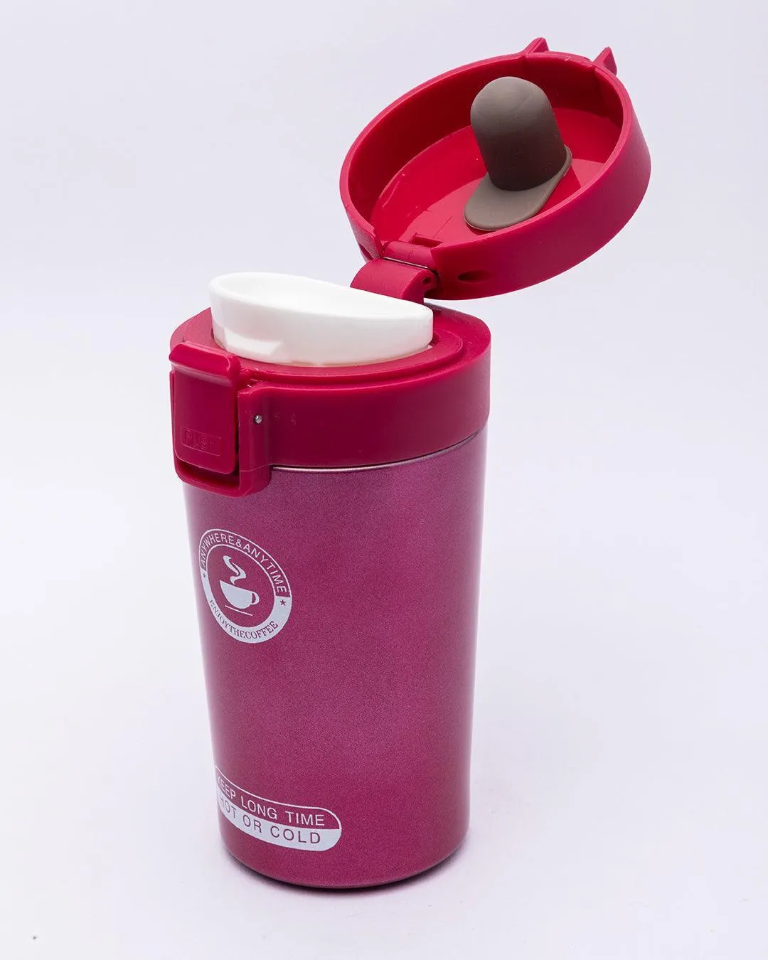 Mug, with Sipper Lid, Tea & Coffee Mug, Red, Stainless Steel, 330 mL - Detailed Feature View 4
