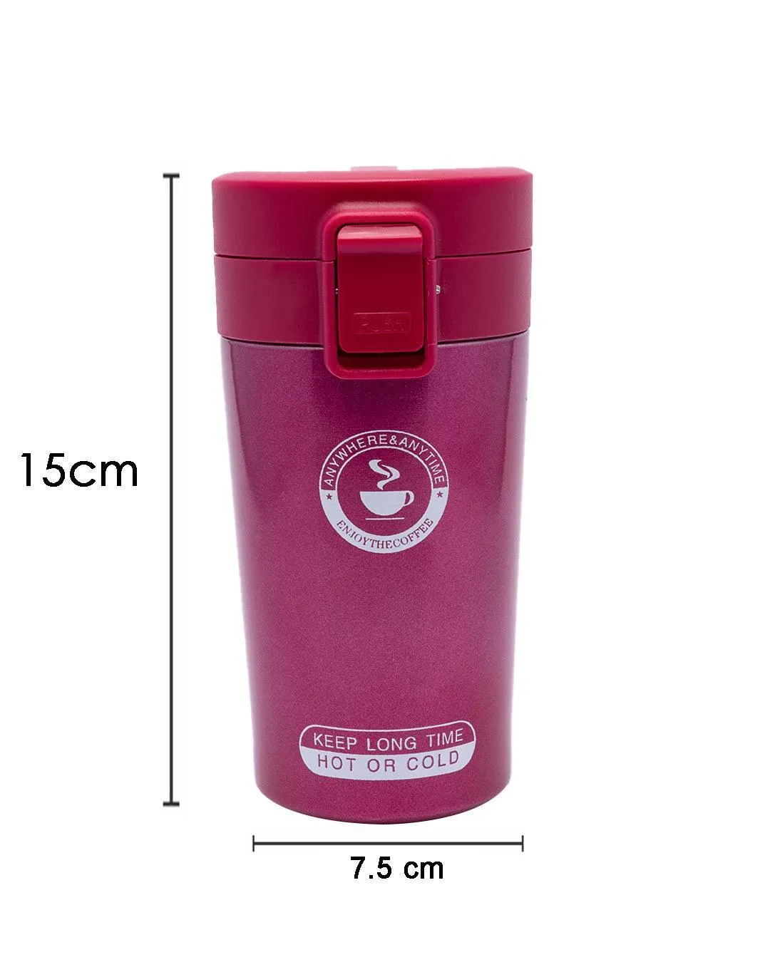 Mug, with Sipper Lid, Tea & Coffee Mug, Red, Stainless Steel, 330 mL - Detailed Feature View 7