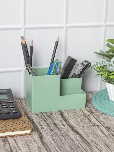 Multi-Purpose Desk Organizer with 4 Compartments – Light Green
