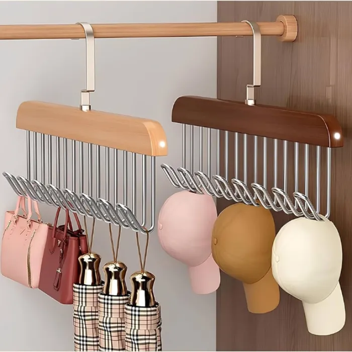Premium Multi-Use Wooden Hanger with 8 Hooks – Wall Mounted Storage Organizer (Random color-Pack of 1 Pc) - Buy Online at Alikart