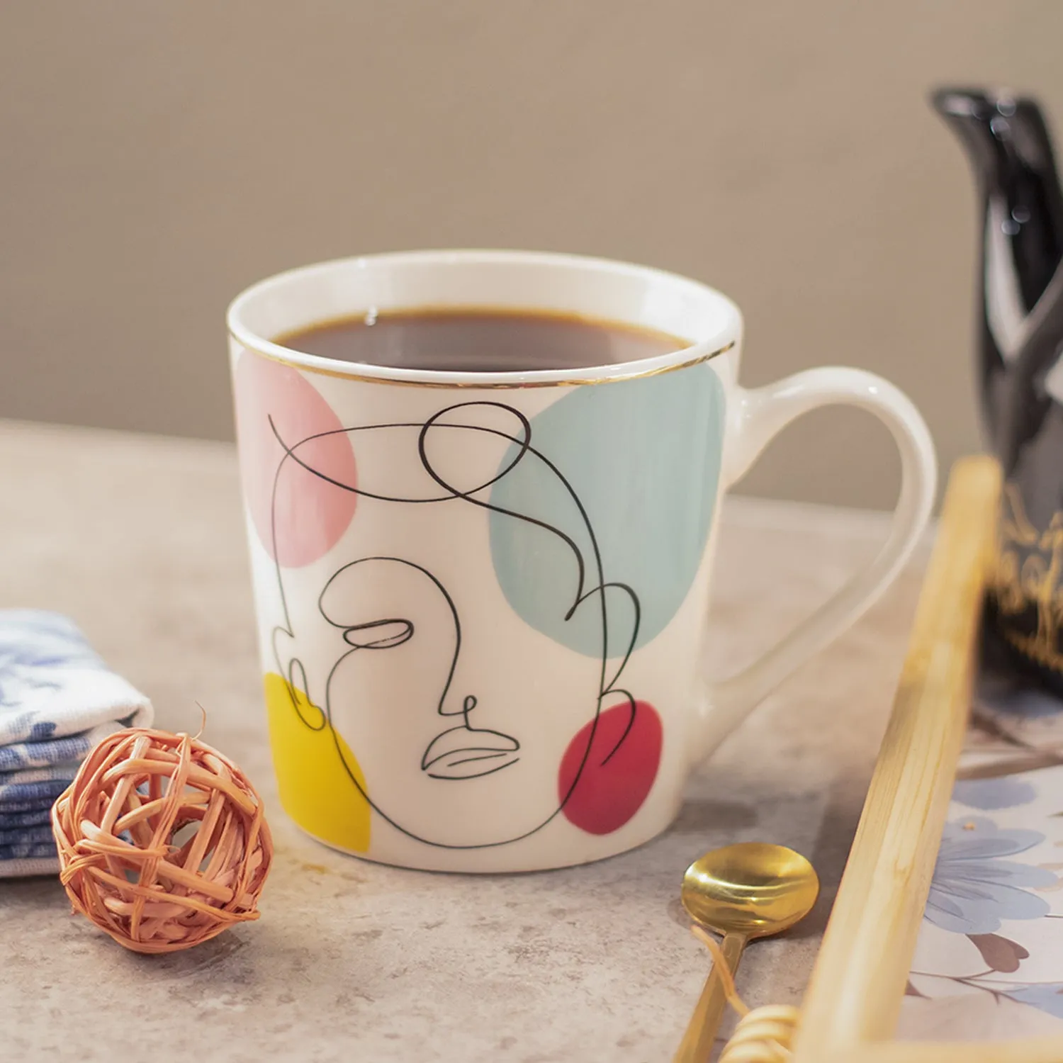 Premium Multicolor Ceramic Coffee Mug 450 Ml - Abstract, Cups & Mugs - Buy Online at Alikart