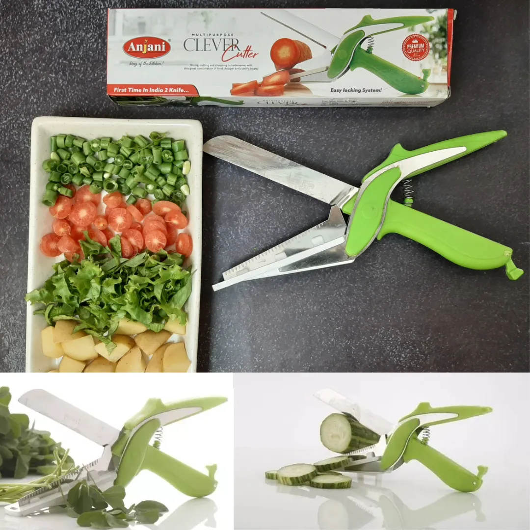 Premium Multipurpose Clever Cutter, Food Scissors for Quick and Easy Cutting, Clever Cutter Kitchen Knife with Stainless Steel Blade (Pack of 1) - Buy Online at Alikart