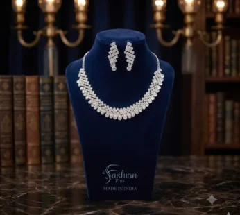 Sparkling American Diamond Silver-Plated Bridal Jewellery Set | Festive and Party Wear Necklace Set