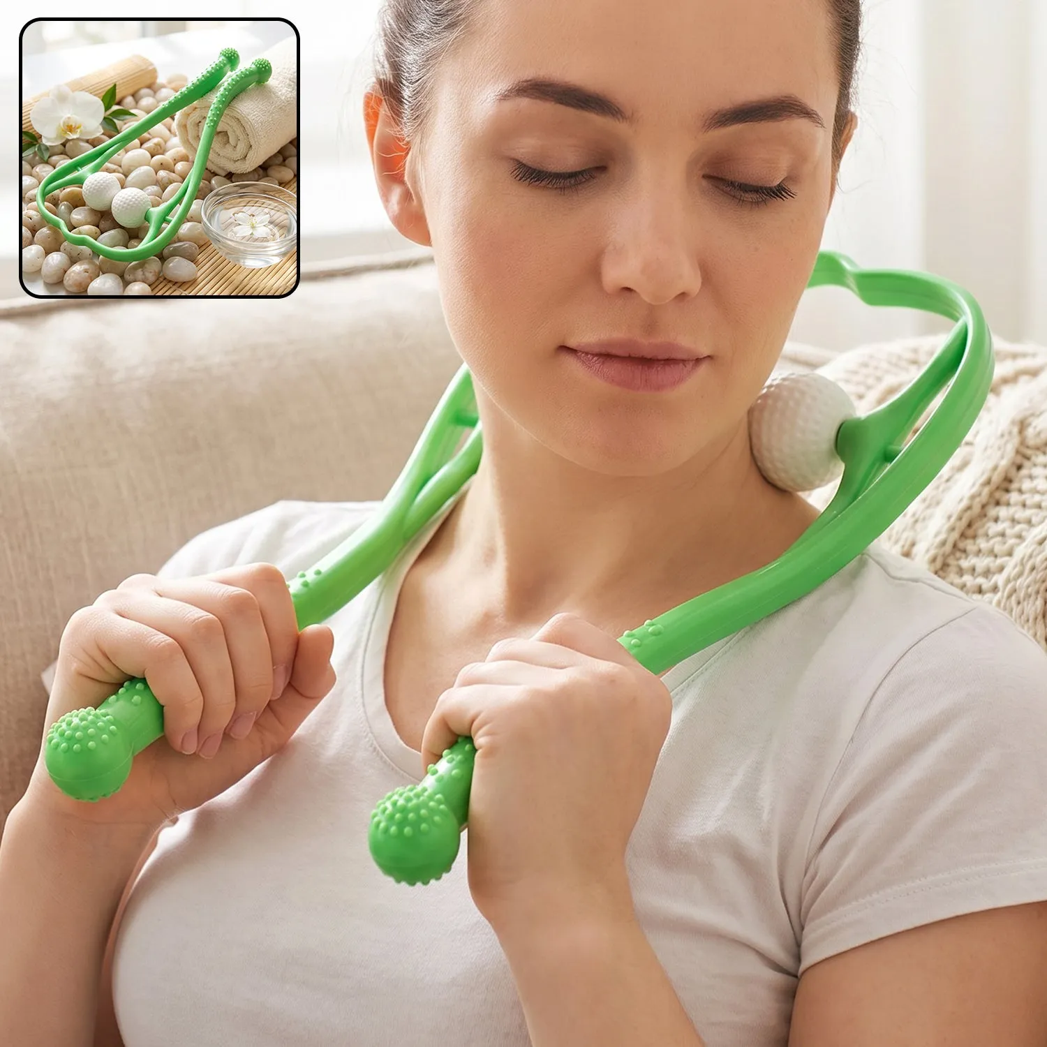 Premium Manual Neck Shoulder Roller Massager with Rolling Balls for Pain Relief (1 Pc) - Buy Online at Alikart