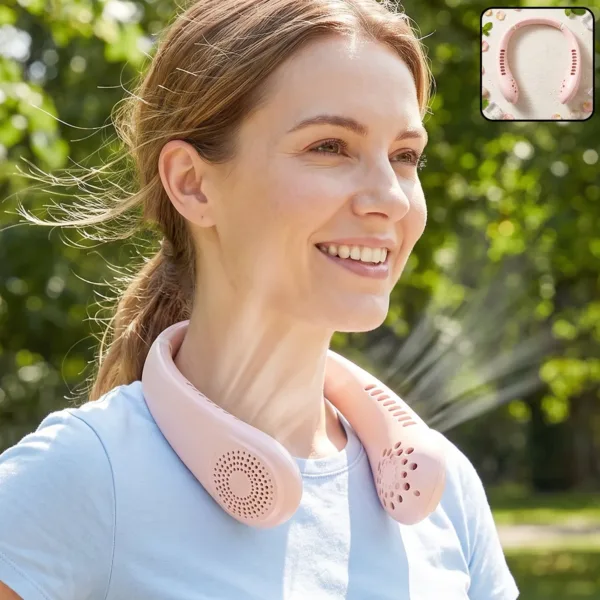 USB Rechargeable Portable Bladeless Neck Fan for Hands Free Cooling (1 Pc)
