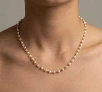 Pearl Beaded Long Necklace – Elegant Gold-Tone Chain Jewellery