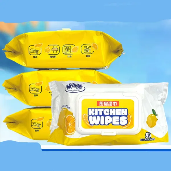 80 Pcs Kitchen Cleaning Wet Wipes – Thick Oil & Grease Remover Disposable Wipes