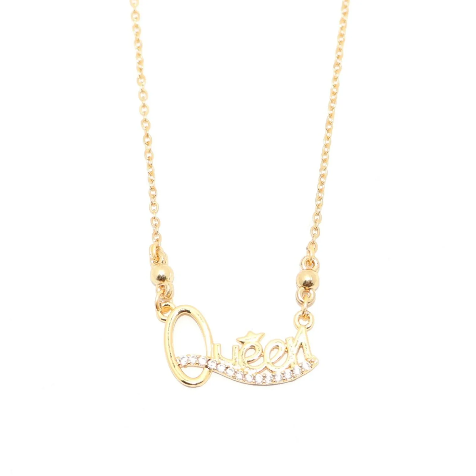 Queen Necklace Gold Plated with AD Stones – Elegant Statement Jewelry - Detailed Feature View 4