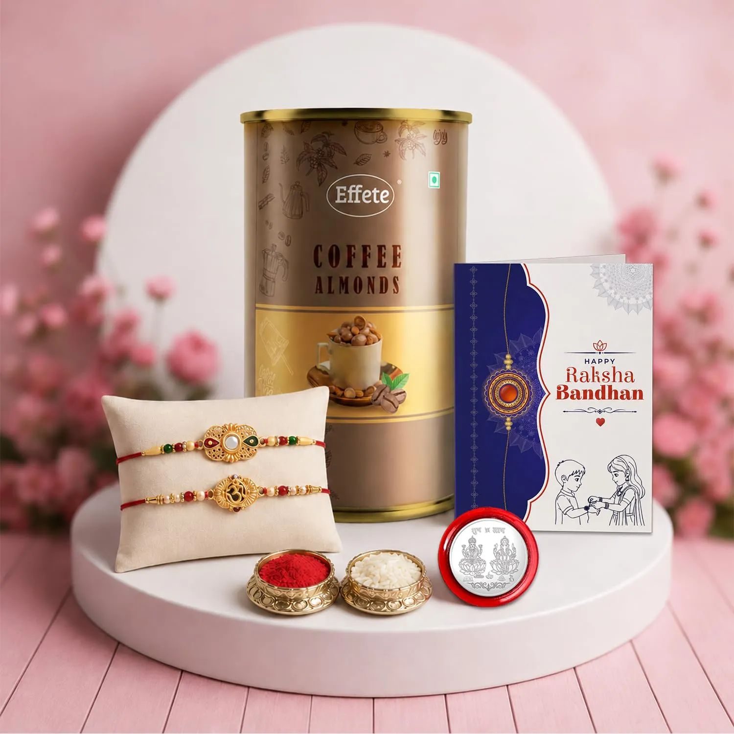 Premium OM Rakhi for Brother with Coffee Almond 96gm, Roli Tikka & Card | Pack of 6 - Buy Online at Alikart