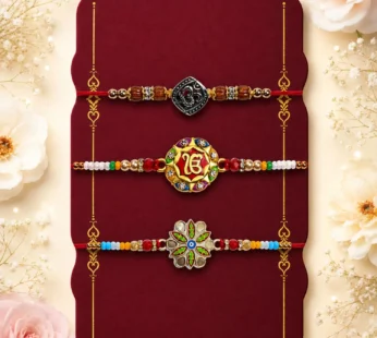 OM Rakhi for Brother with Coffee Almond 96gm, Roli Tikka & Card, Pack of 7
