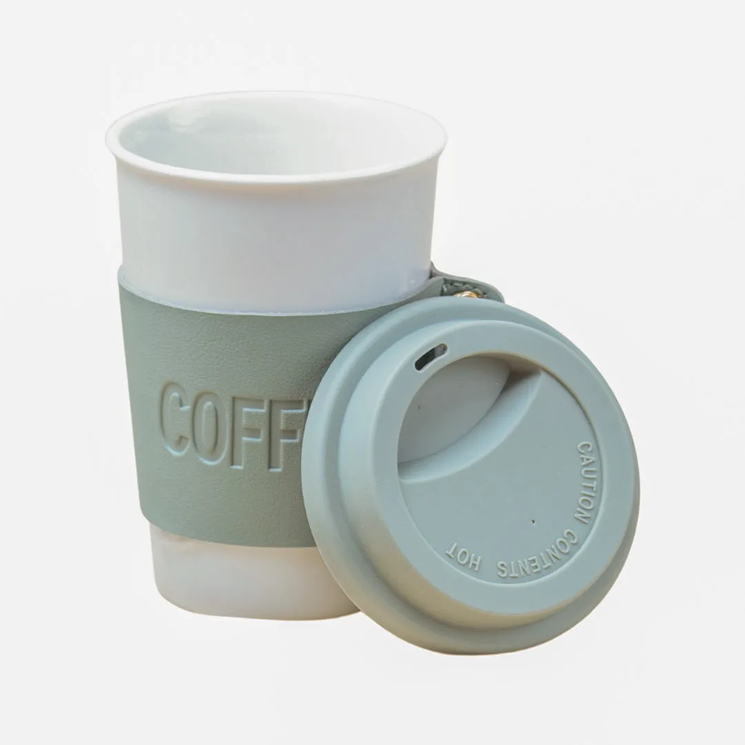 Olive Ceramic Sipper - Leather Grip, 350 Ml - Detailed Feature View 3