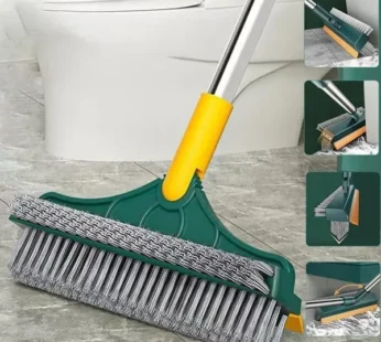 3-in-1 Bathroom Cleaning Brush with Wiper โ Long Handle Floor, Tile & Corner Scrubber with Scraping Blade (Plastic & Stainless Steel)