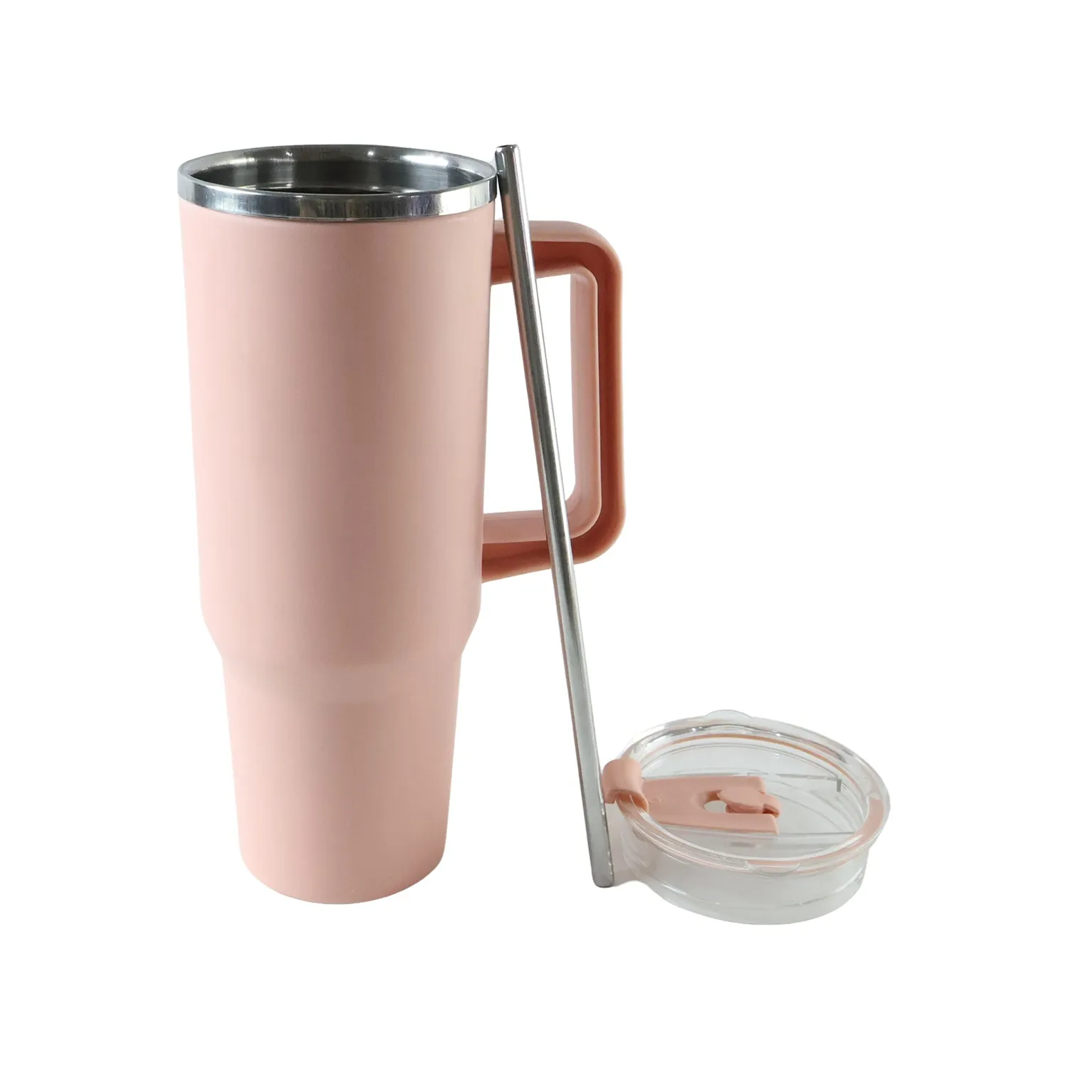 Konvex Hydra Insulated Travel Tumbler 1200 ML with Handle Straw Pink (1 Pc) - Detailed Feature View 4