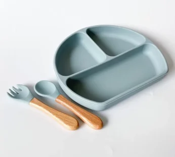 Suction Plates with Spoons for Baby & Toddler – 100% Food Grade Plate for Kids – Silicone Plates for Babies – Divided Plate for Kids