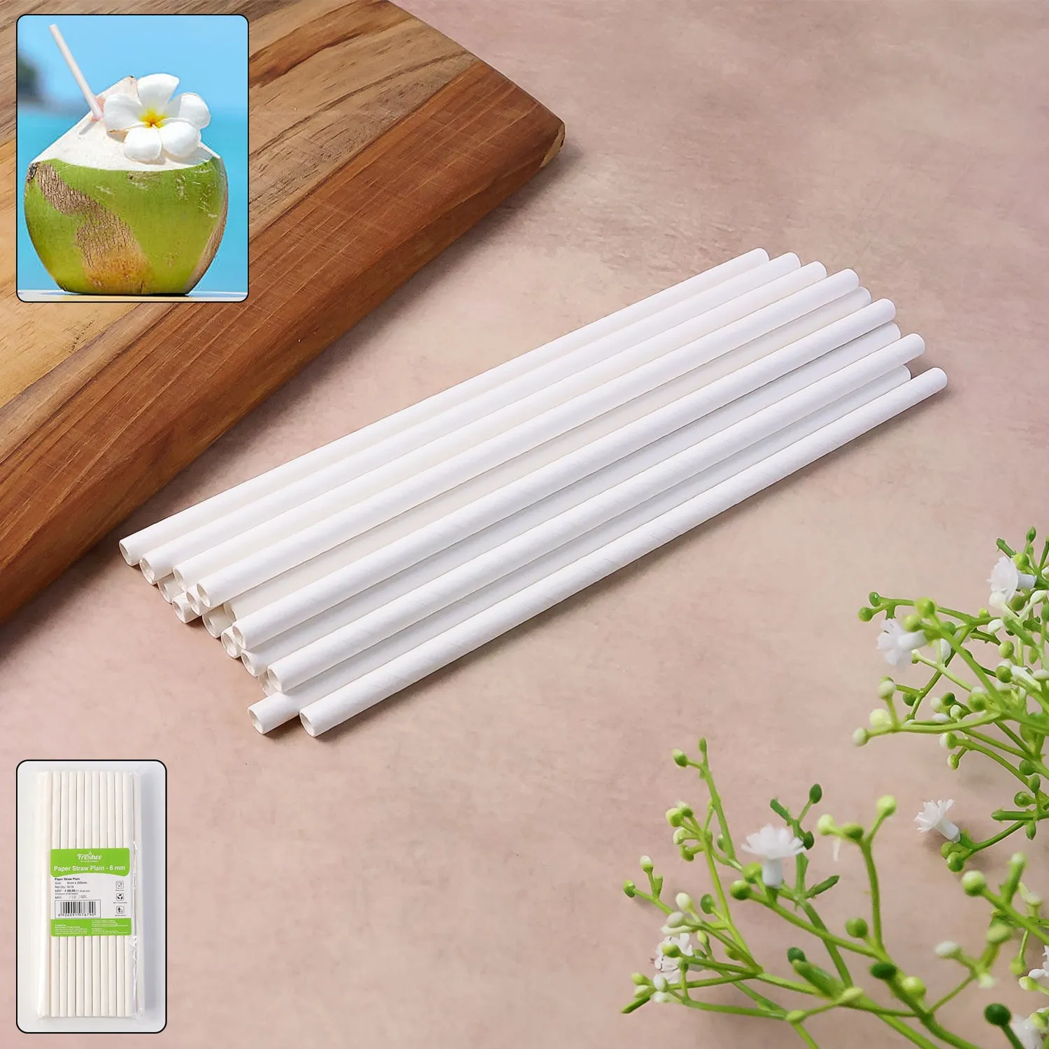 Premium Paper Straws – Sog-Resistant & Eco-Friendly 6mm x 200mm, 50 pcs - Buy Online at Alikart