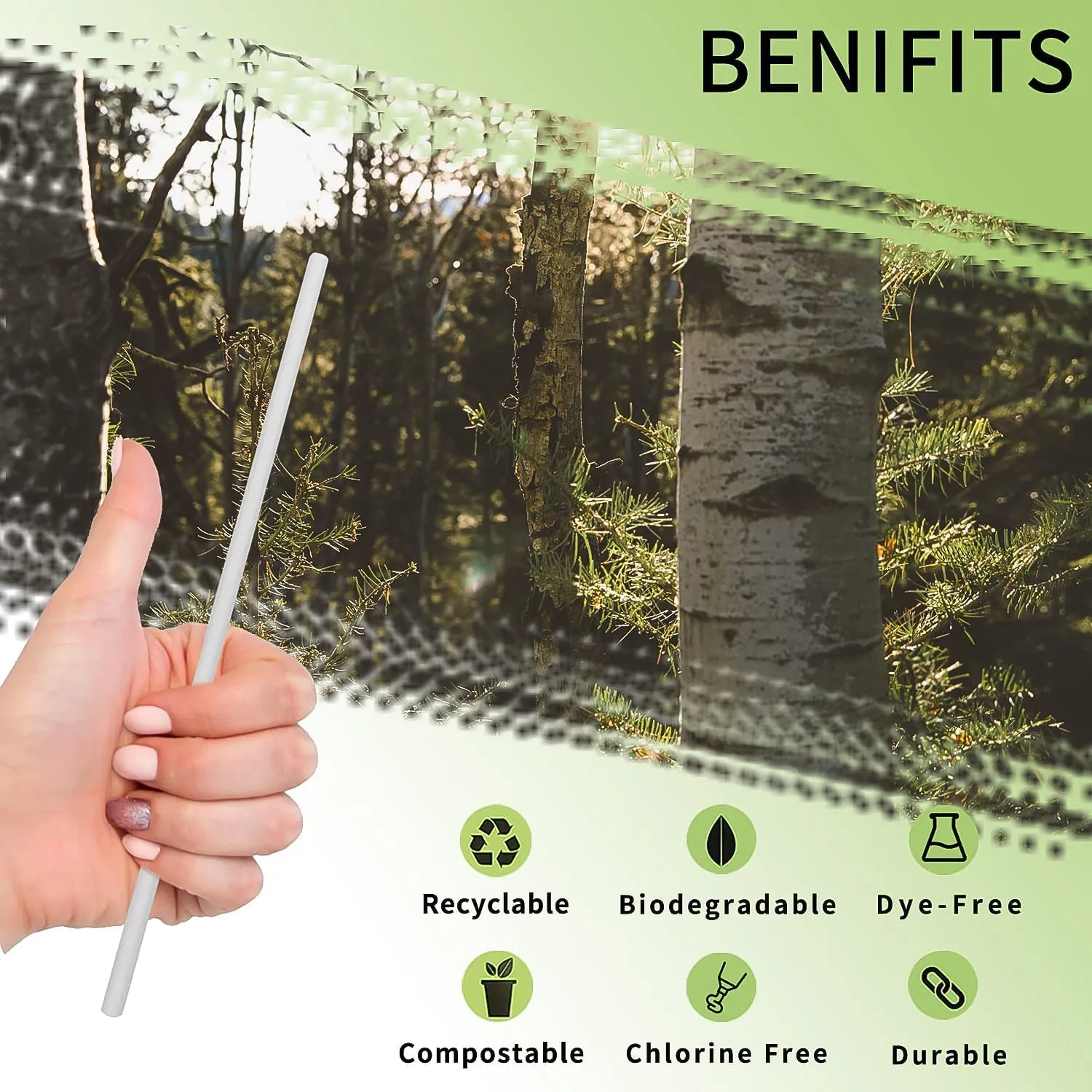 Paper Straws – Sog-Resistant & Eco-Friendly 6mm x 200mm, 50 pcs - Detailed Feature View 3