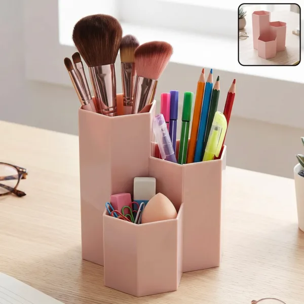 Plastic Multi Compartment Desktop Organizer Box for Pen and Stationery (1 Pc)