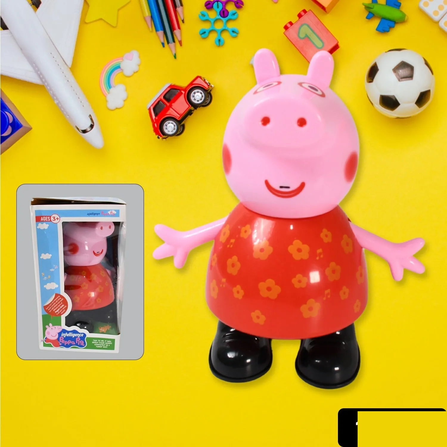 Pig Pretend Play Toy – Movable Soft Rubber Figure | Play & Move - Detailed Feature View 1