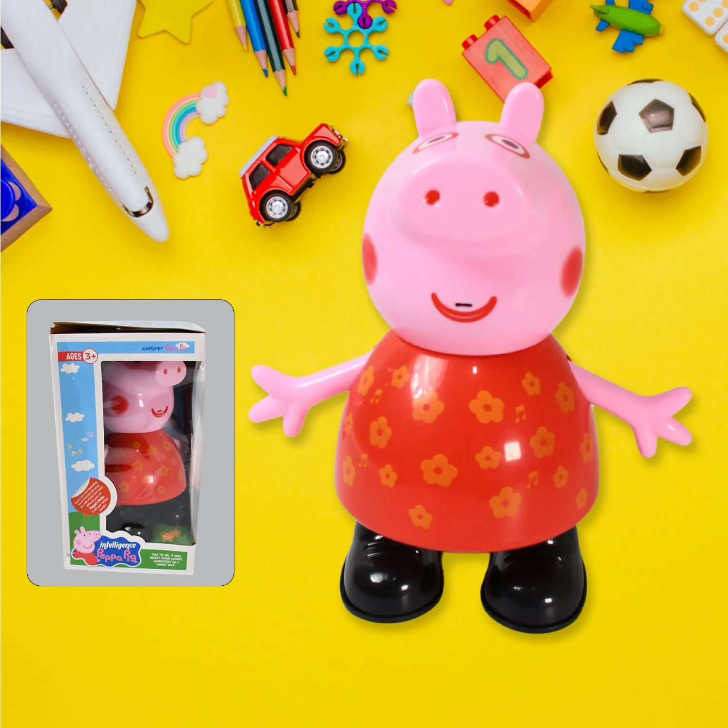 Pig Pretend Play Toy – Movable Soft Rubber Figure | Play & Move - Detailed Feature View 2