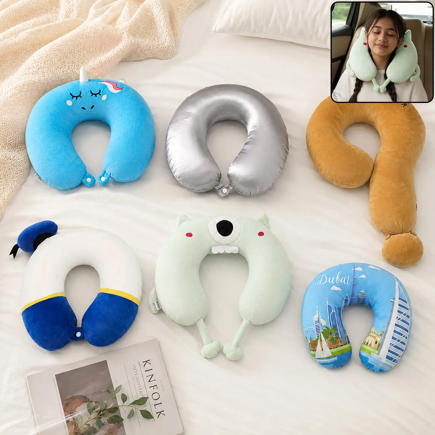 Mix Design Travel Neck Pillow U Shape Soft Head Support Cushion (1 Pc) - Detailed Feature View 6