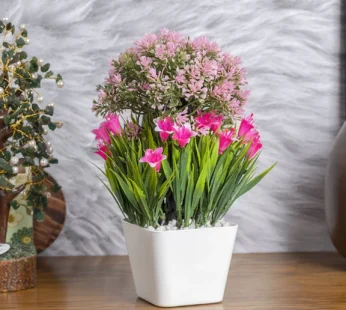 Pink Artificial Flower Pot For Home Decor