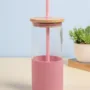 Premium Pink Borosilicate Glass Sipper With Straw - 350 Ml - Buy Online at Alikart