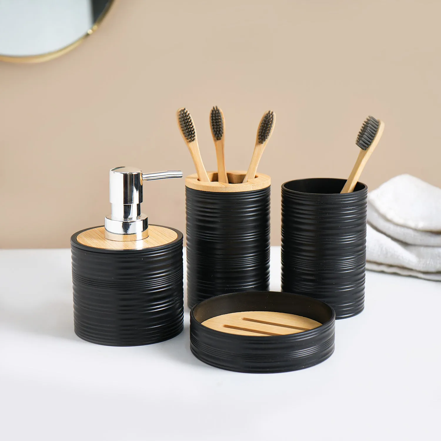 Premium Plain Black Plastic & Bamboo with Matte Finish - Buy Online at Alikart