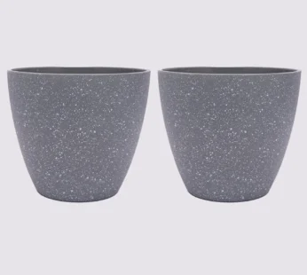 Planter, Plant Pot, Indoor & Outdoor, Grey, Melamine, Set of 2
