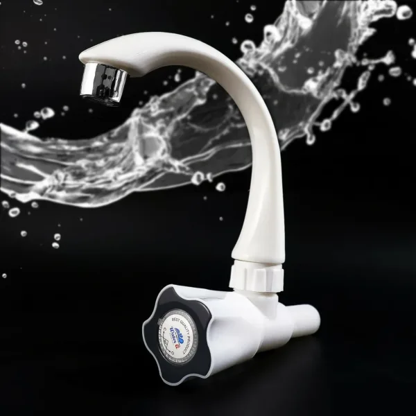 Plastic Long Body Sink Cock – Durable ABS with Curved Neck