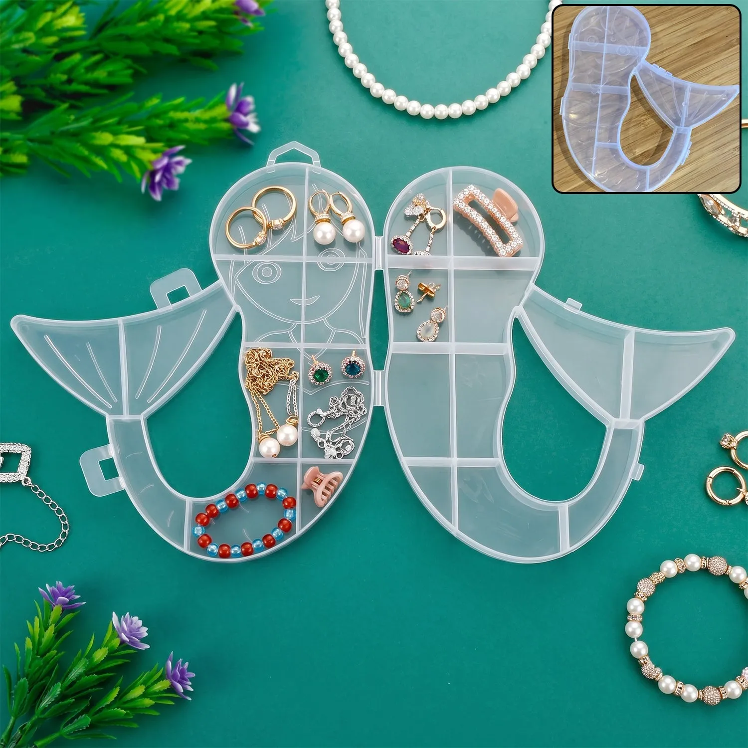 Premium Mermaid Shape Storage Box Plastic Jewellery Organizer Multi Compartment (1 Pc) - Buy Online at Alikart