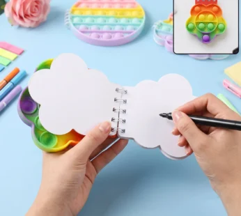 Rainbow Push Bubble Pop It Diary Fidget Notebook for Kids Silicone (1 Pc)
