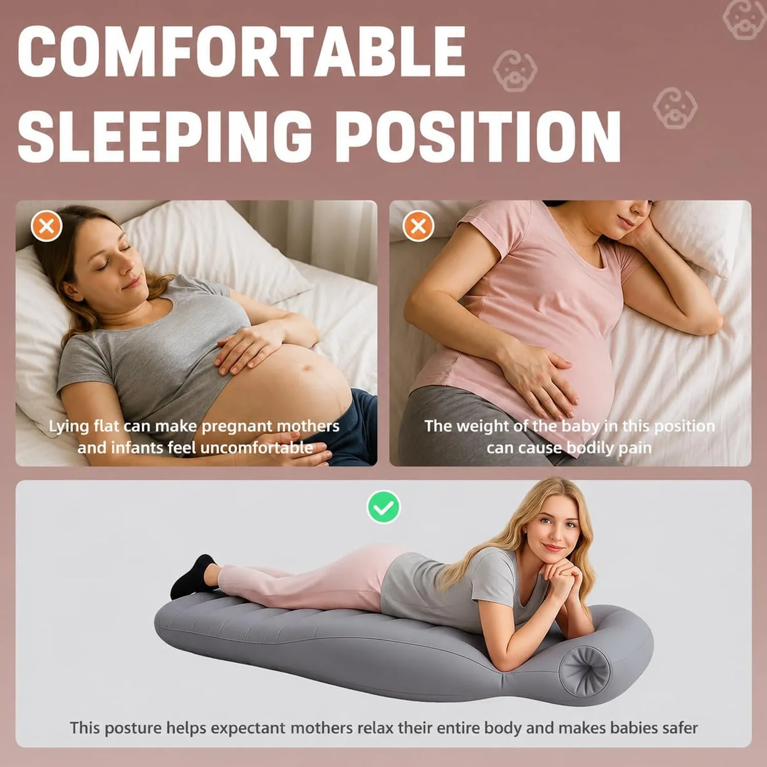 Inflatable Pregnancy Pillow Maternity Support Mat with Belly Hole (1 Pc) - Detailed Feature View 7
