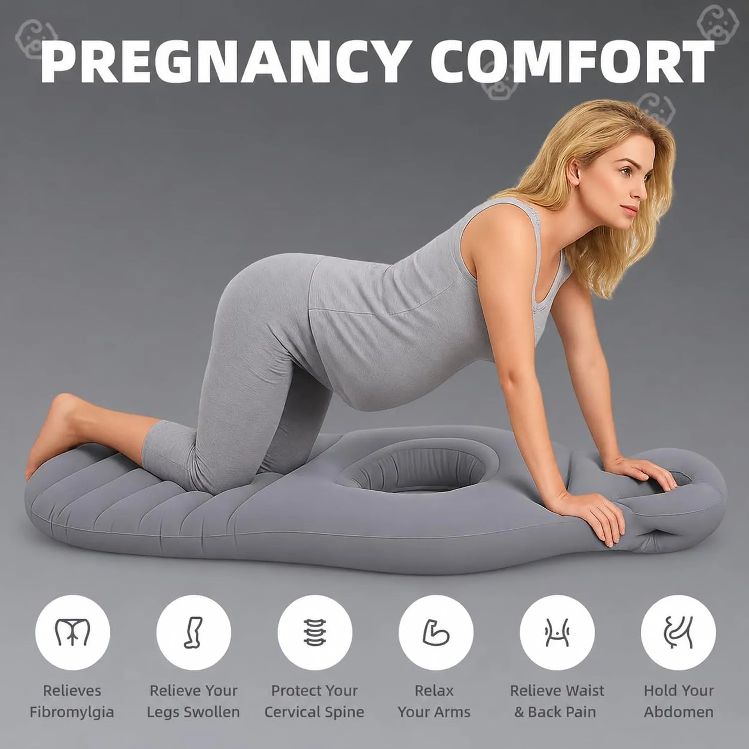 Inflatable Pregnancy Pillow Maternity Support Mat with Belly Hole (1 Pc) - Detailed Feature View 2