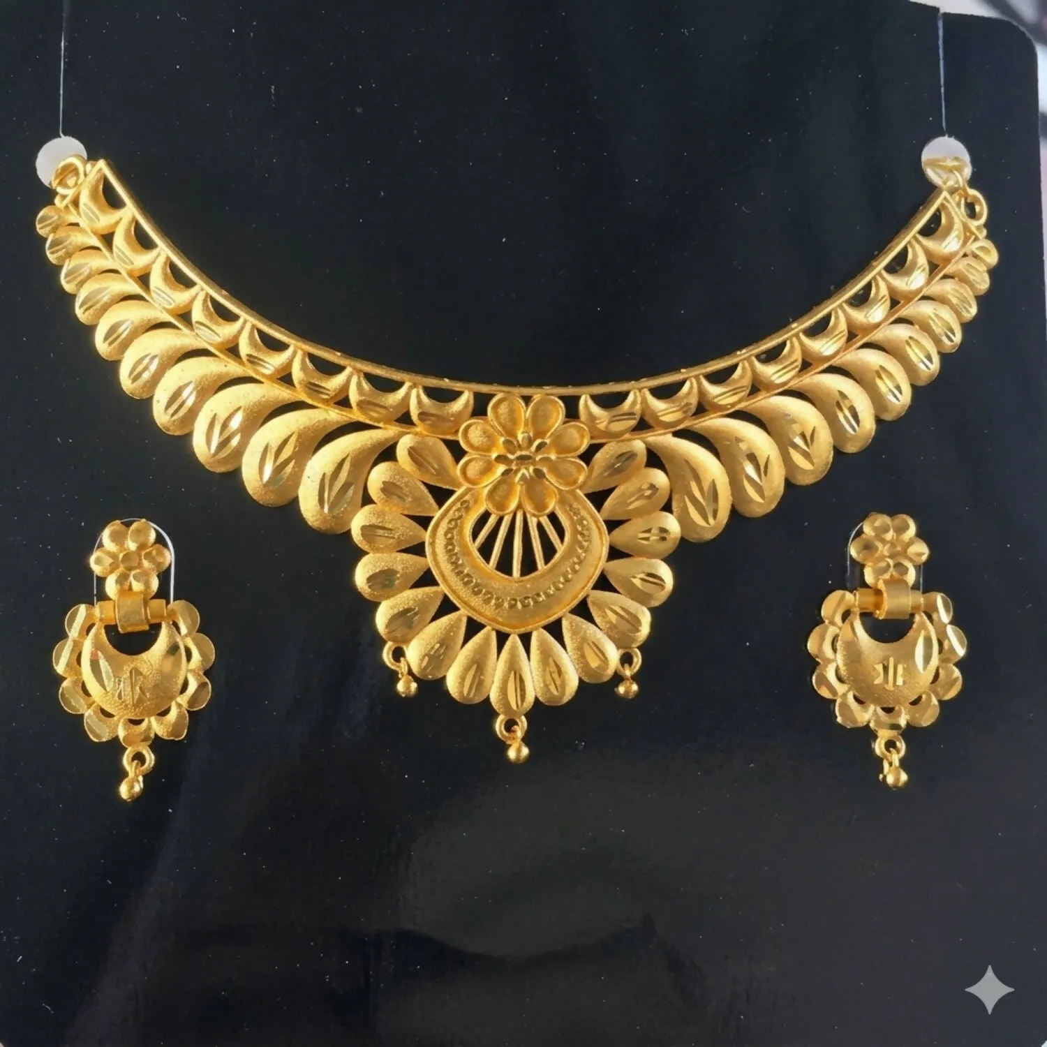Traditional Gold Plated Choker Necklace Set for Women - Detailed Feature View 4
