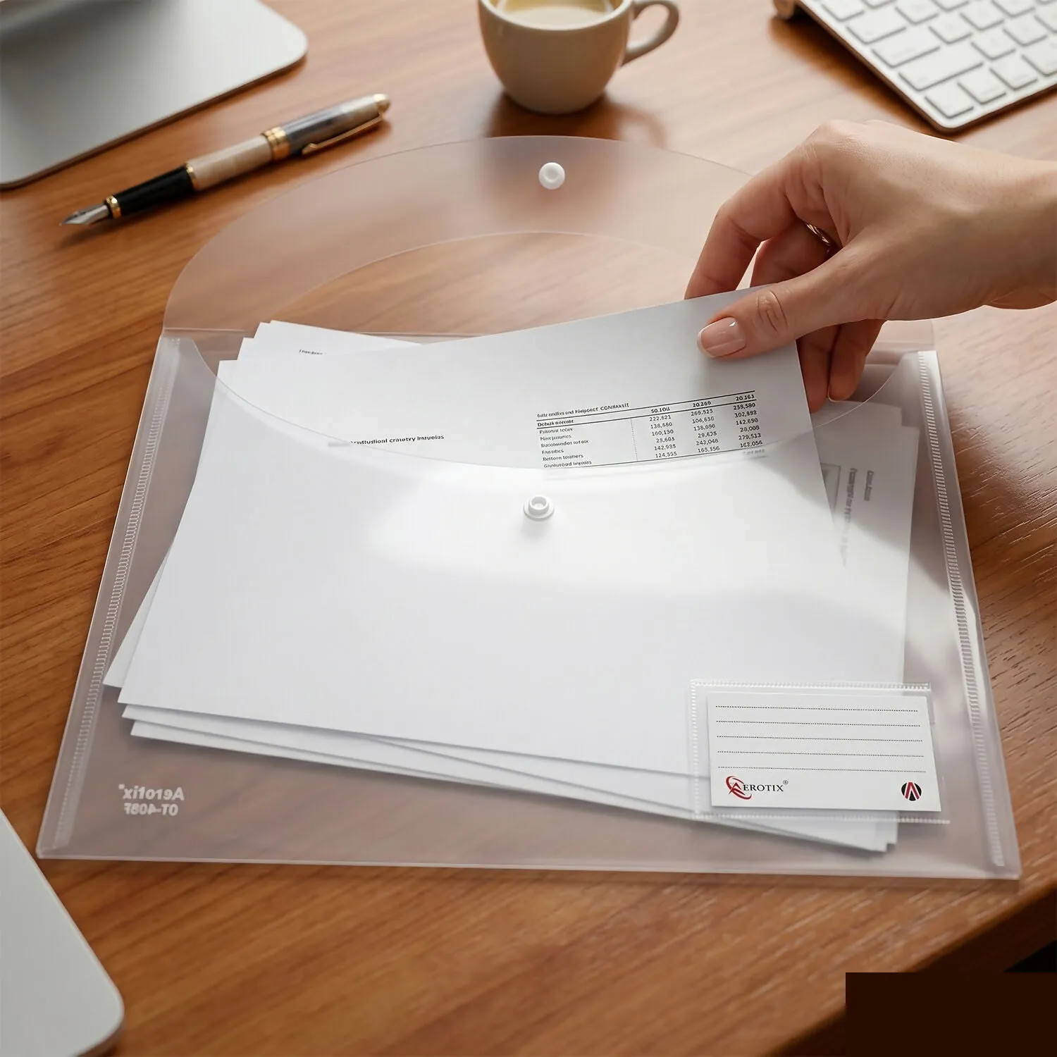 Transparent Document Folder – Secure Button Closure for Office & School - Detailed Feature View 4