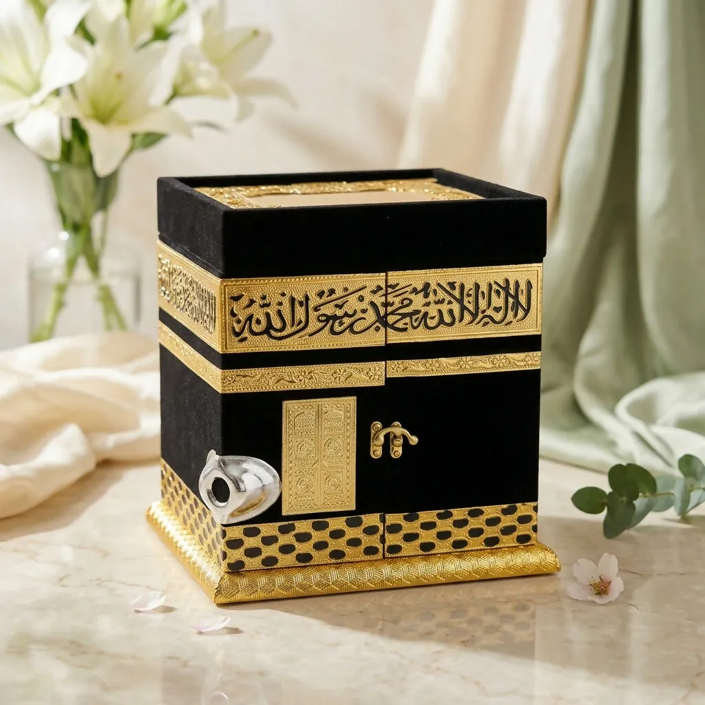 Premium Premium Velvet Kaaba Replica – Elegant Islamic Decor & Gift Box - Buy Online at Alikart
