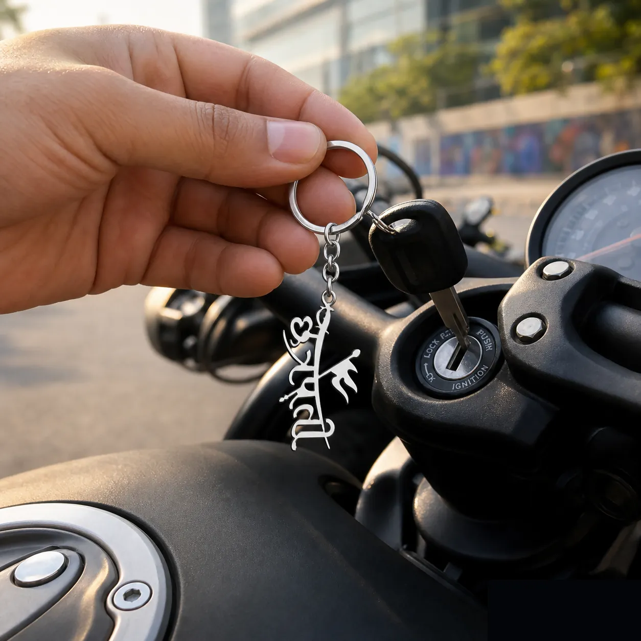 Premium Silver-Tone Chhatrapati Shivaji Maharaj Sword Keychain, Metal Ring for Bike Car Keys - Buy Online at Alikart