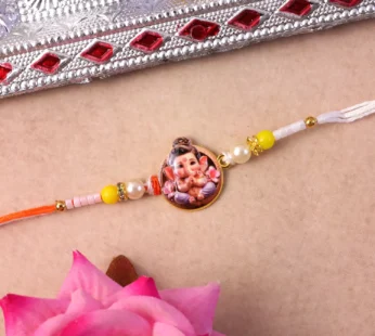 Ganesh Ji Premium Beaded Rakhi – Symbol of Blessings & Prosperity