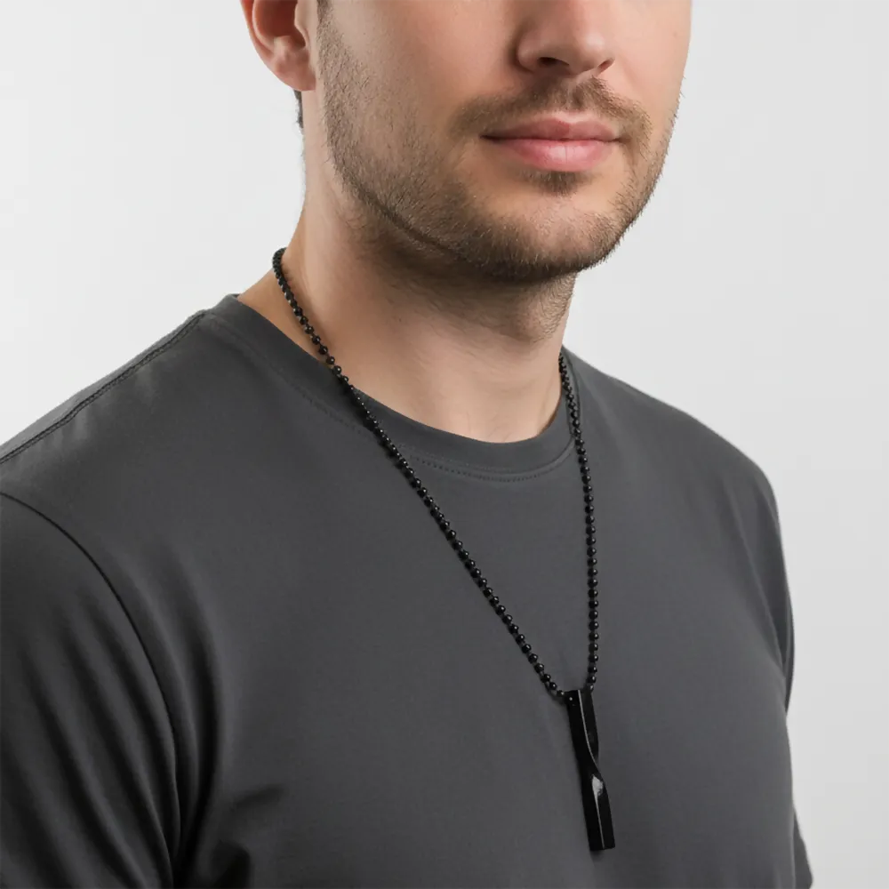 Black Twisted Bar Chain Pendant – Sleek Masculine Style - Detailed Feature View 5