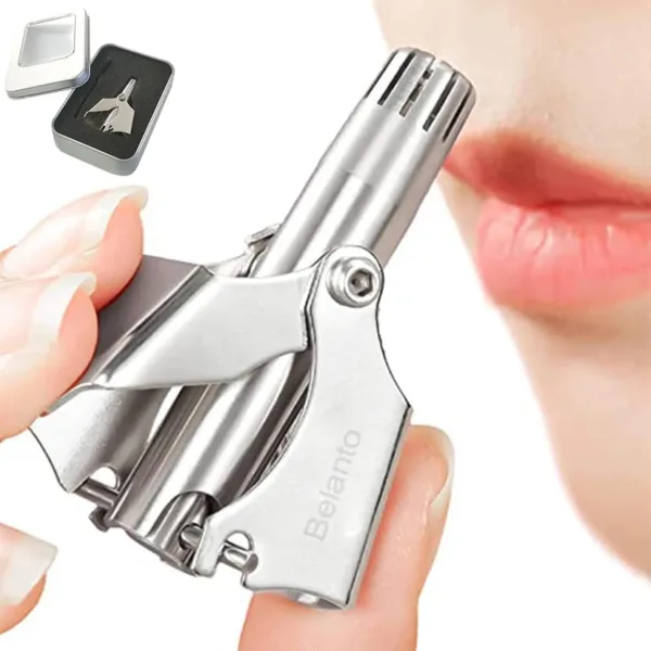 Manual Nose & Ear Hair Clipper Trimmer for Men & Women – Stainless Steel Painless Nose Hair Trimmer with Storage Case and Cleaning Brush