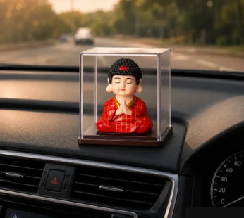 Solar Bobble Head Buddha Idol in Display Case for Car Dashboard & Home Decor (Color may vary 1 PC)