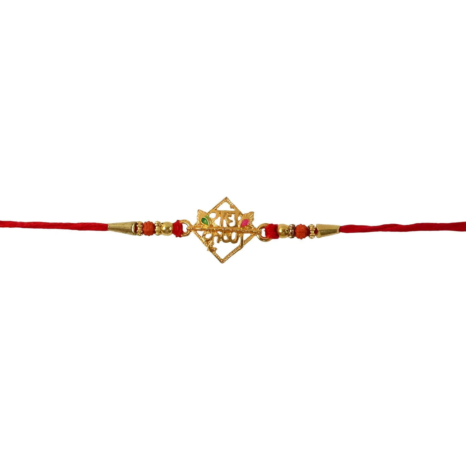 Radhe Krishna Designer Rakhi – Red Thread for Raksha Bandhan - Detailed Feature View 5