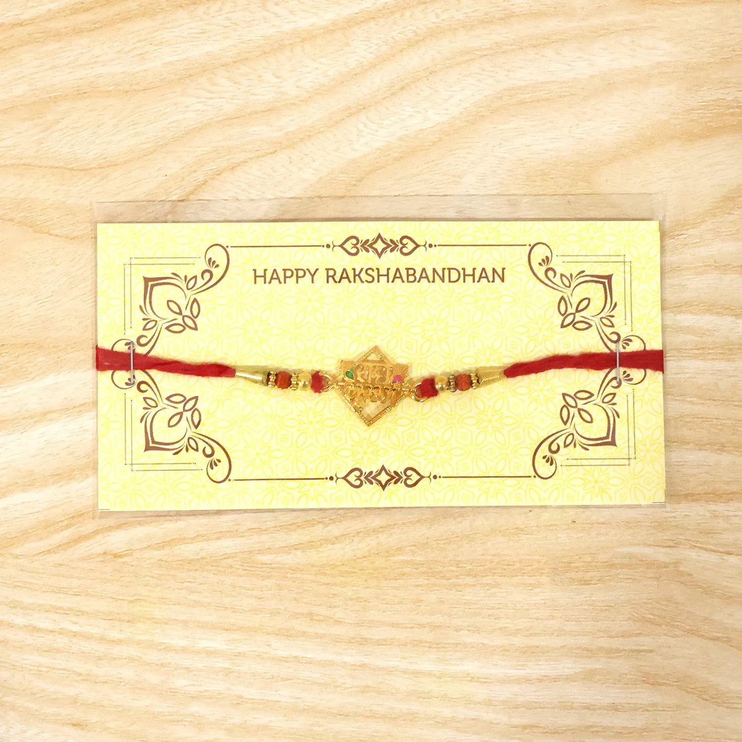 Radhe Krishna Designer Rakhi – Red Thread for Raksha Bandhan - Detailed Feature View 6