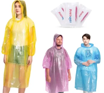 Raincard Emergency Raincoat | Compact Pocket-Size Disposable Raincoat for Travel, Outdoor & Emergency Use (Random Color – Pack of 1)