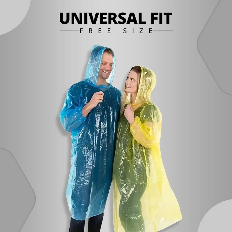 Raincard Emergency Raincoat | Compact Pocket-Size Disposable Raincoat for Travel, Outdoor & Emergency Use (Random Color - Pack of 1) - Detailed Feature View 3