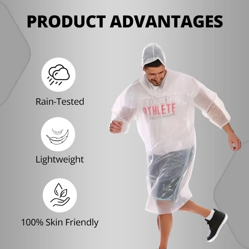 Raincard Emergency Raincoat | Compact Pocket-Size Disposable Raincoat for Travel, Outdoor & Emergency Use (Random Color - Pack of 1) - Detailed Feature View 1